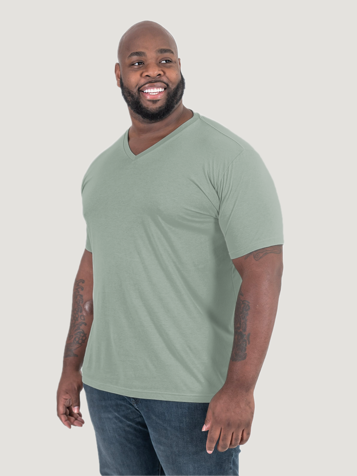 Vintage Green V-Neck T-Shirt for Women - Soft Cotton Casual Tee - Perfect for Everyday Wear, Layering & Outfits