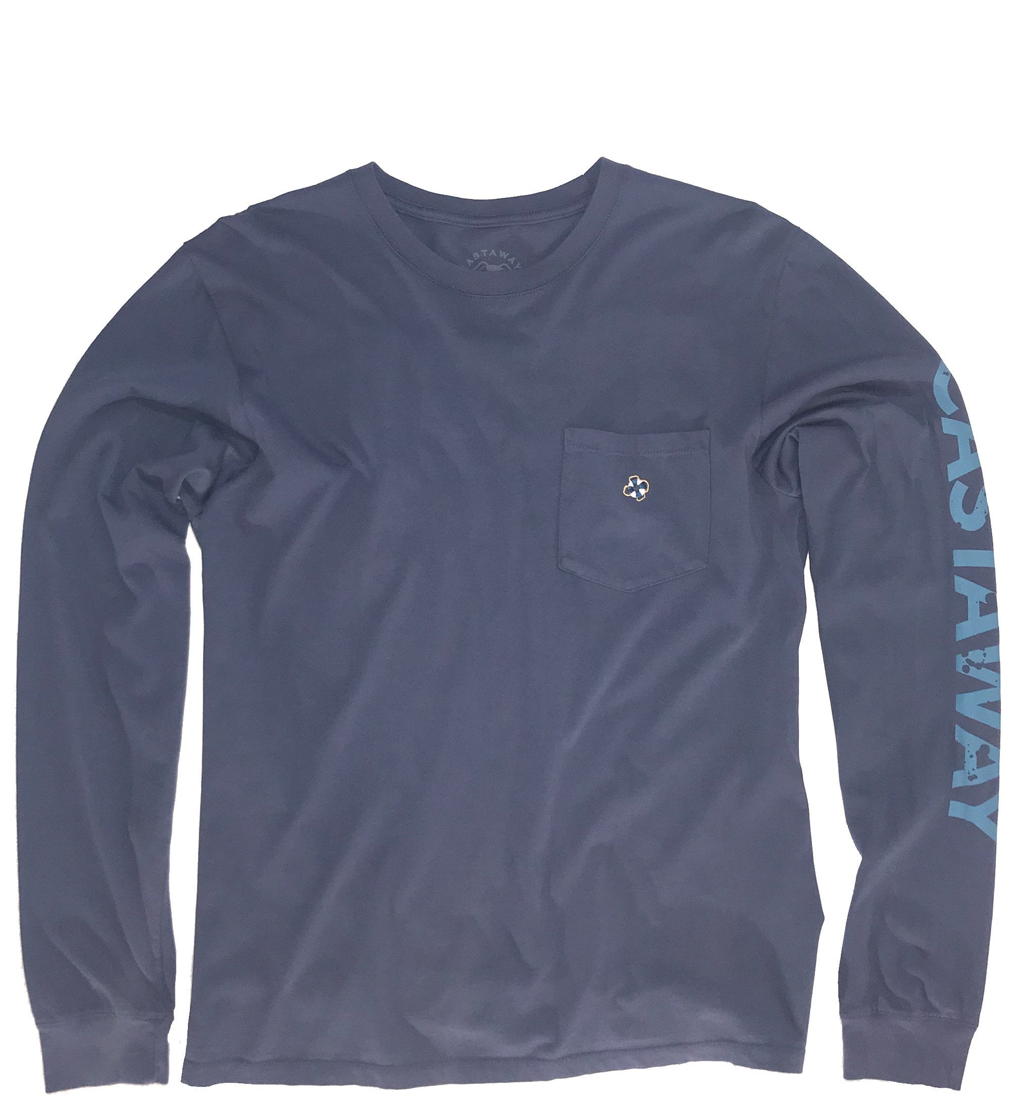 Castaway Navy Long Sleeve Beach T-Shirt for Men - Perfect for Surfing, Fishing & Coastal Adventures