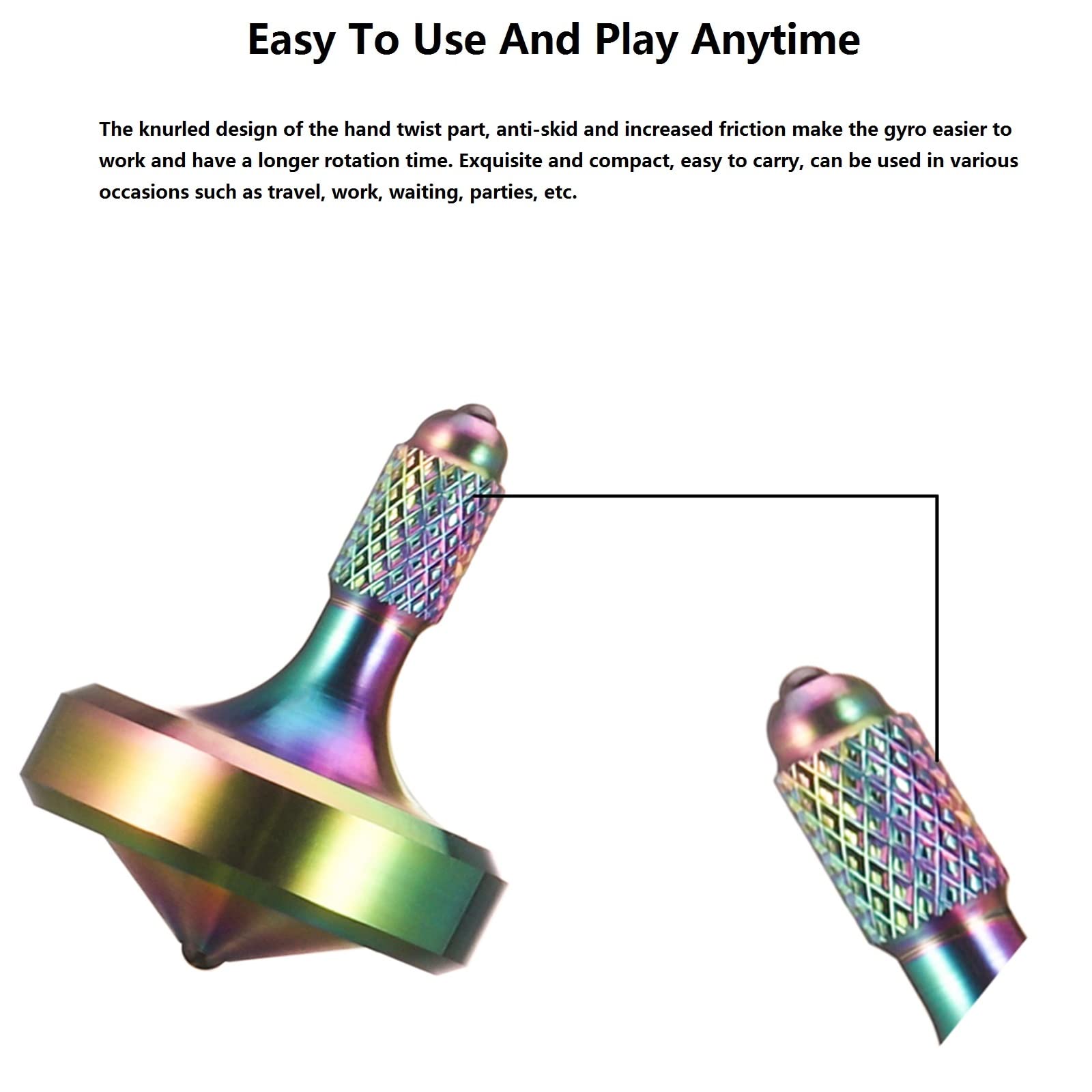 Premium Stainless Steel Spinning Top - High Precision Machined Fidget Desk Toy for Adults & Kids - 29mm Large Iridescent Design with 9+ Minute Spin Time - Perfect for Office Stress Relief, Focus Aid, and Fun Gift Idea