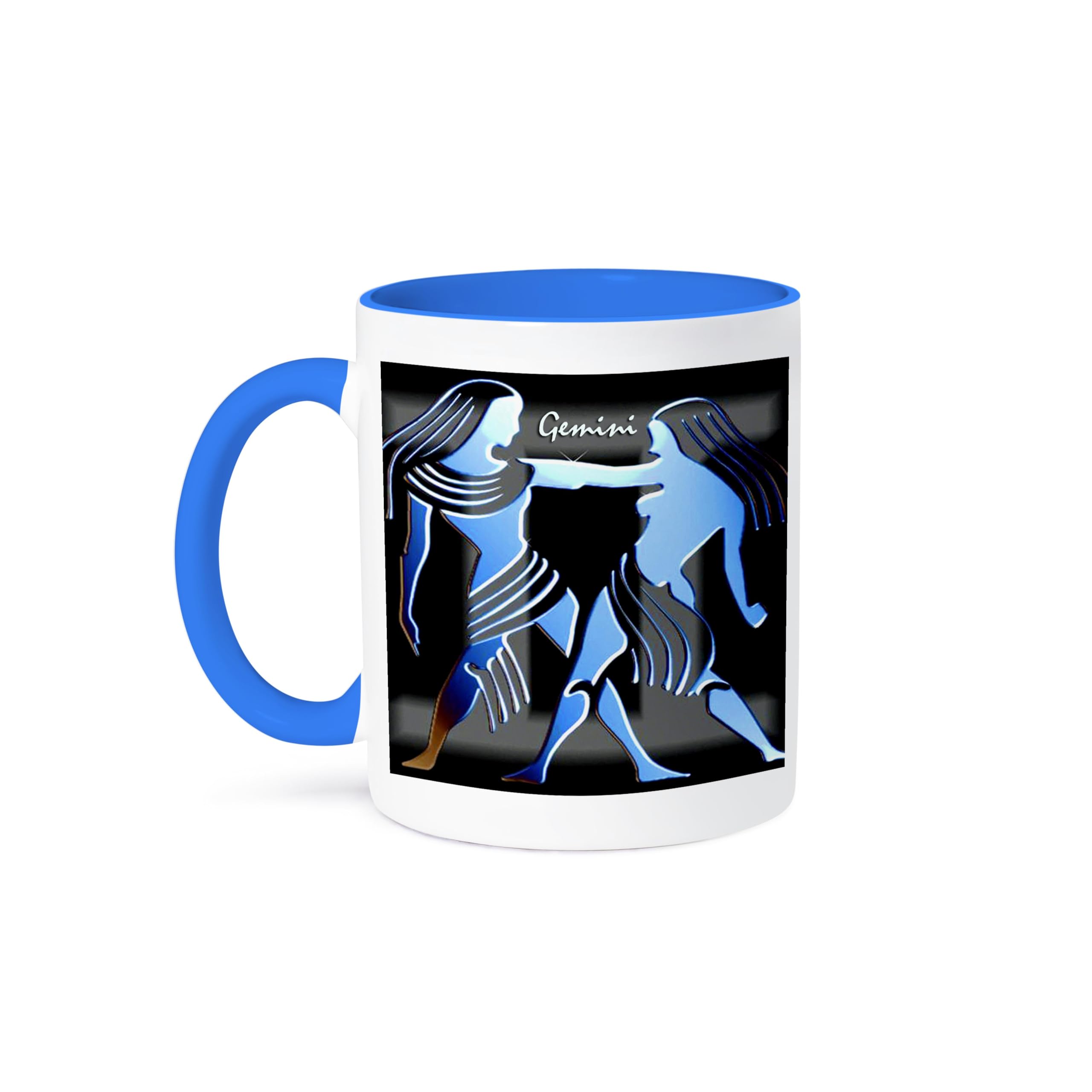 3D Rose Gemini Zodiac Sign Ceramic Coffee Mug - Blue & White Design - Perfect for Horoscope Lovers, Birthday Gifts & Daily Coffee Breaks