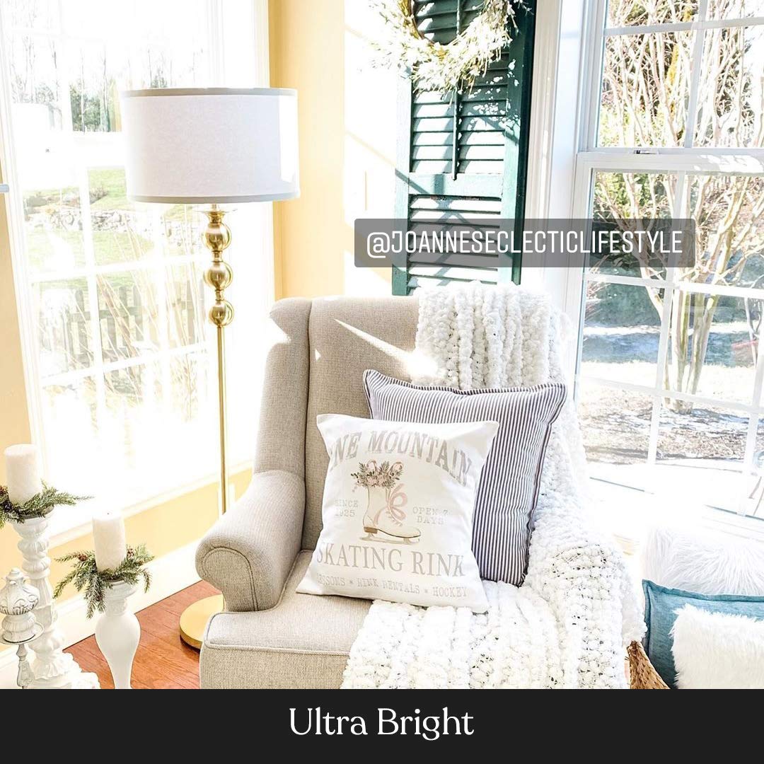 Brightech Riley LED Floor Lamp - Modern Mid-Century Standing Lamp with Drum Shade for Living Room, Bedroom & Office - Gold/Brass Finish - Perfect for Reading, Working & Boho Home Decor