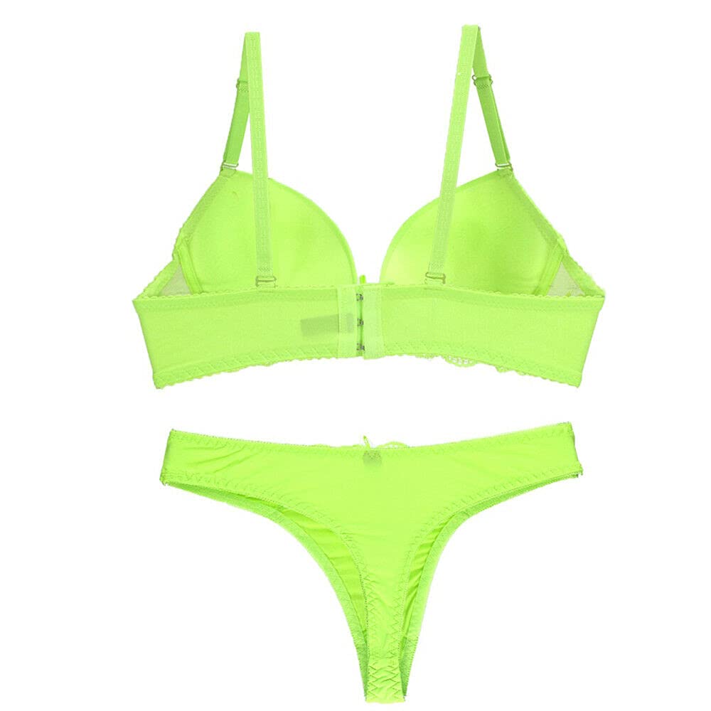 Sexy Lace Lined Plunge Bra & Panty Set for Women - Push Up Underwire Lingerie for Date Night & Special Occasions