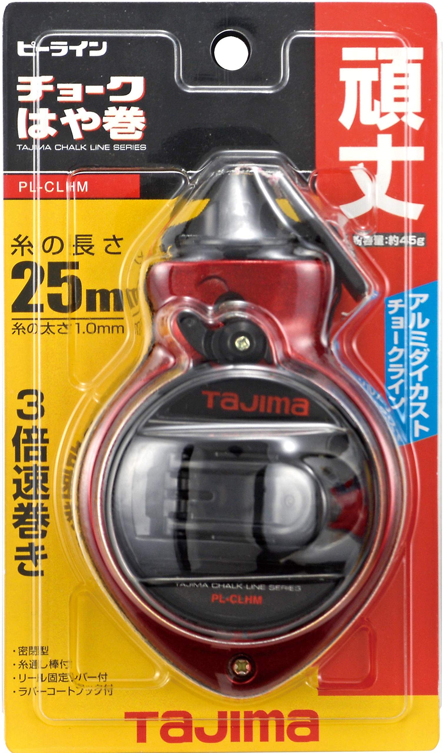 Tajima CR201RD Chalk Rite Standard Black Chalk Line - 1 Count (Pack of 1) for Construction, Carpentry, and DIY Projects