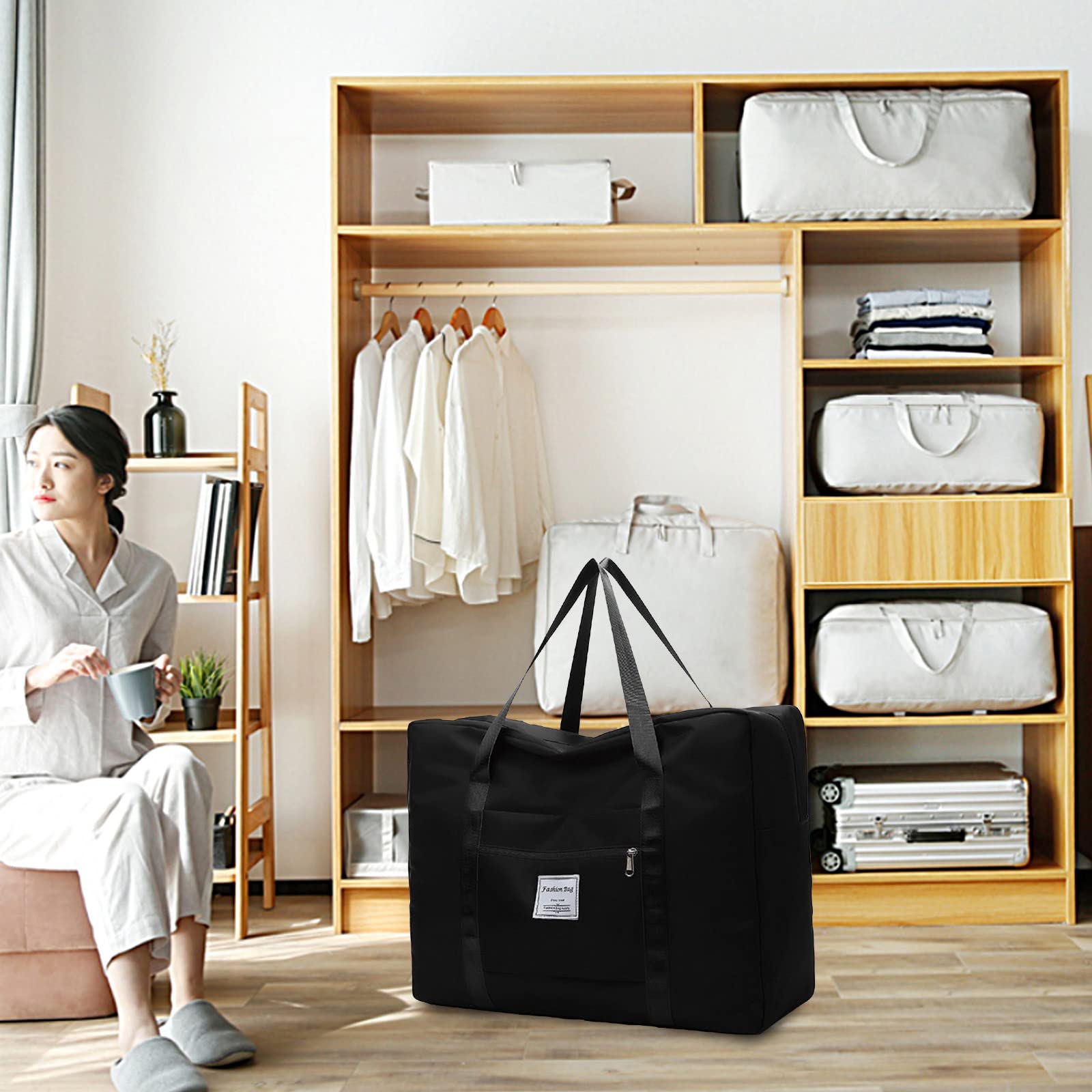 Foldable Travel Bag - Waterproof & Elegant Design, Compact Folding Luggage Storage for Clothes, Weekender Overnight Bag for Women & Men | Perfect for Air Travel, Gym, Beach Trips & Weekend Getaways