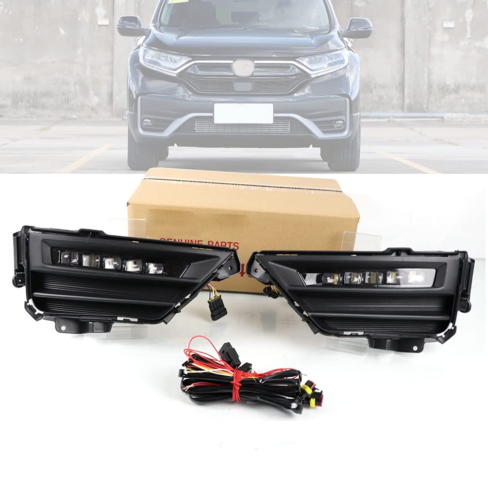 High Brightness Yellow LED Fog Lights with Turn Signal & DRL - Waterproof Daytime Running Lights for 2020-2021 Honda CR-V (CRV) - Perfect for Night Driving & Enhanced Road Visibility