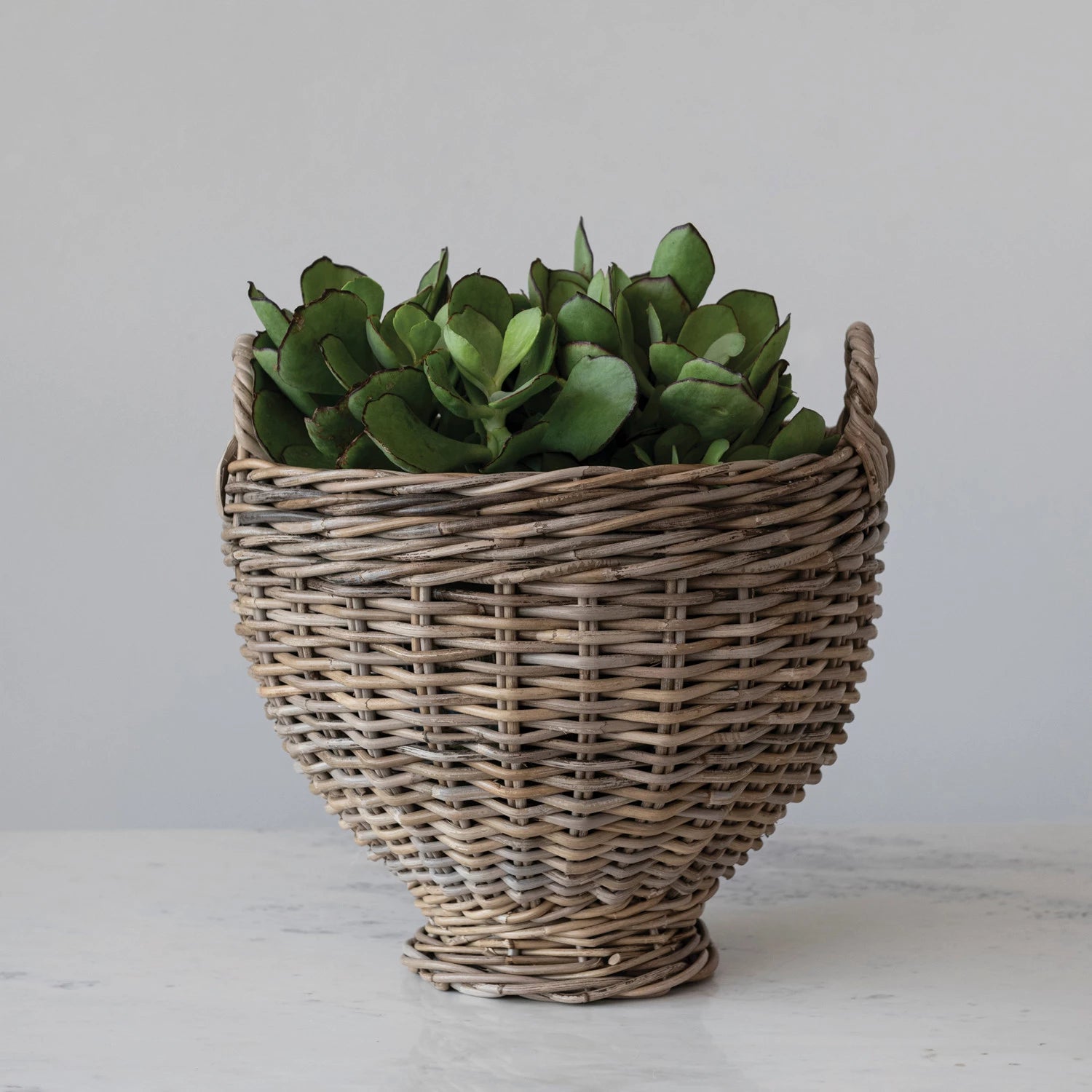 Natural Rattan Storage Basket with Handles - Woven Seagrass Laundry Hamper for Bedroom, Bathroom, or Nursery Organization