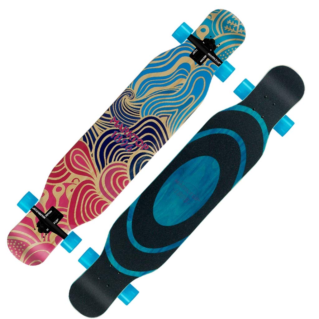 XUEYING 4-Wheel Longboard Skateboard - Kick Scooter Dancing Board for Street, Downhill & Travel - Durable Brush Wheels for Smooth Ride (Color: A) - Perfect for Commuting, Tricks & Outdoor Adventures