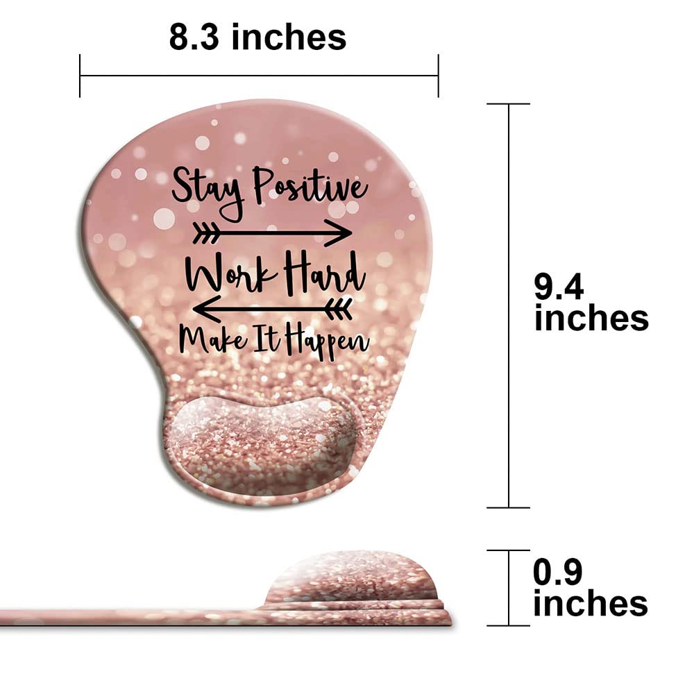 HOPONY Ergonomic Gel Mouse Pad with Wrist Support - Comfortable Non-Slip Computer Mousepad for Laptop & PC - 9x10 Inch Rose Gold - Perfect for Office Work, Gaming & Long Computer Use