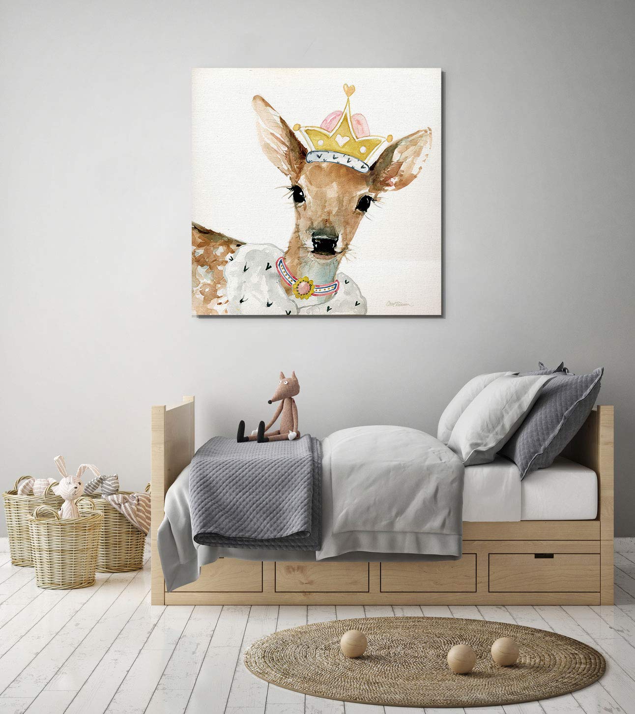 Glamour Girls Deer Animal Wall Art - 24x24 Inch Nursery Decor, Kids Room & Playroom Decoration - Perfect for Baby Shower Gifts & Children's Bedroom