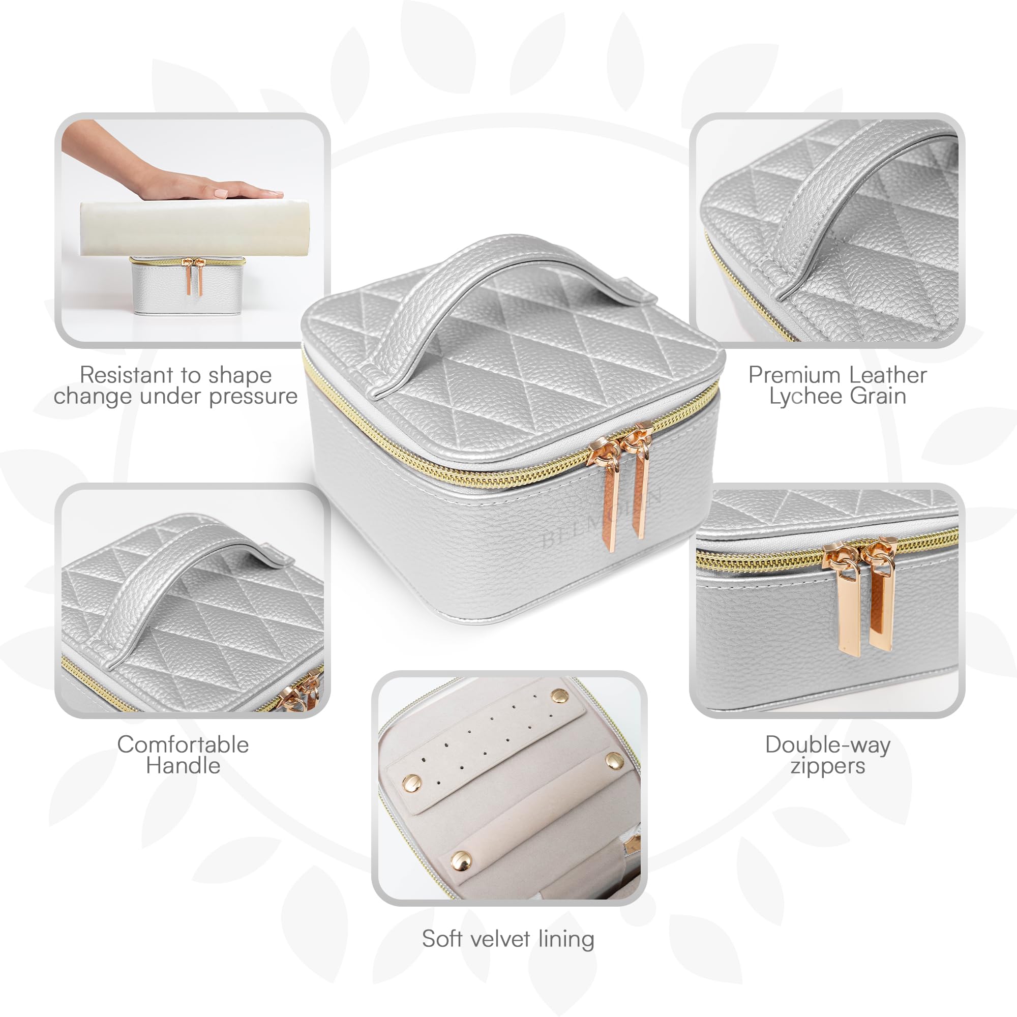 Premium Leather Travel Jewelry Organizer Case - Anti-Tangle Jewelry Storage Box for Women - Portable Jewelry Organizer with Multiple Compartments - Perfect for Vacation, Business Trips & Daily Use (Pearl White)