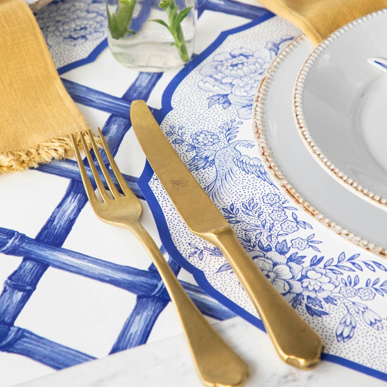 Blue Asiatic Pheasants Die-Cut Placemats - Elegant Table Decor for Dining, Parties & Home Decor | Set of 4 Waterproof Placemats for Everyday Use & Special Occasions