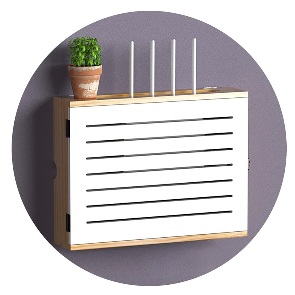 Wall Mounted WiFi Router Storage Box - Cable Organizer & Power Strip Protector with Shelf for TV, Wireless Router & Electronics | Home & Office Cable Management Solution