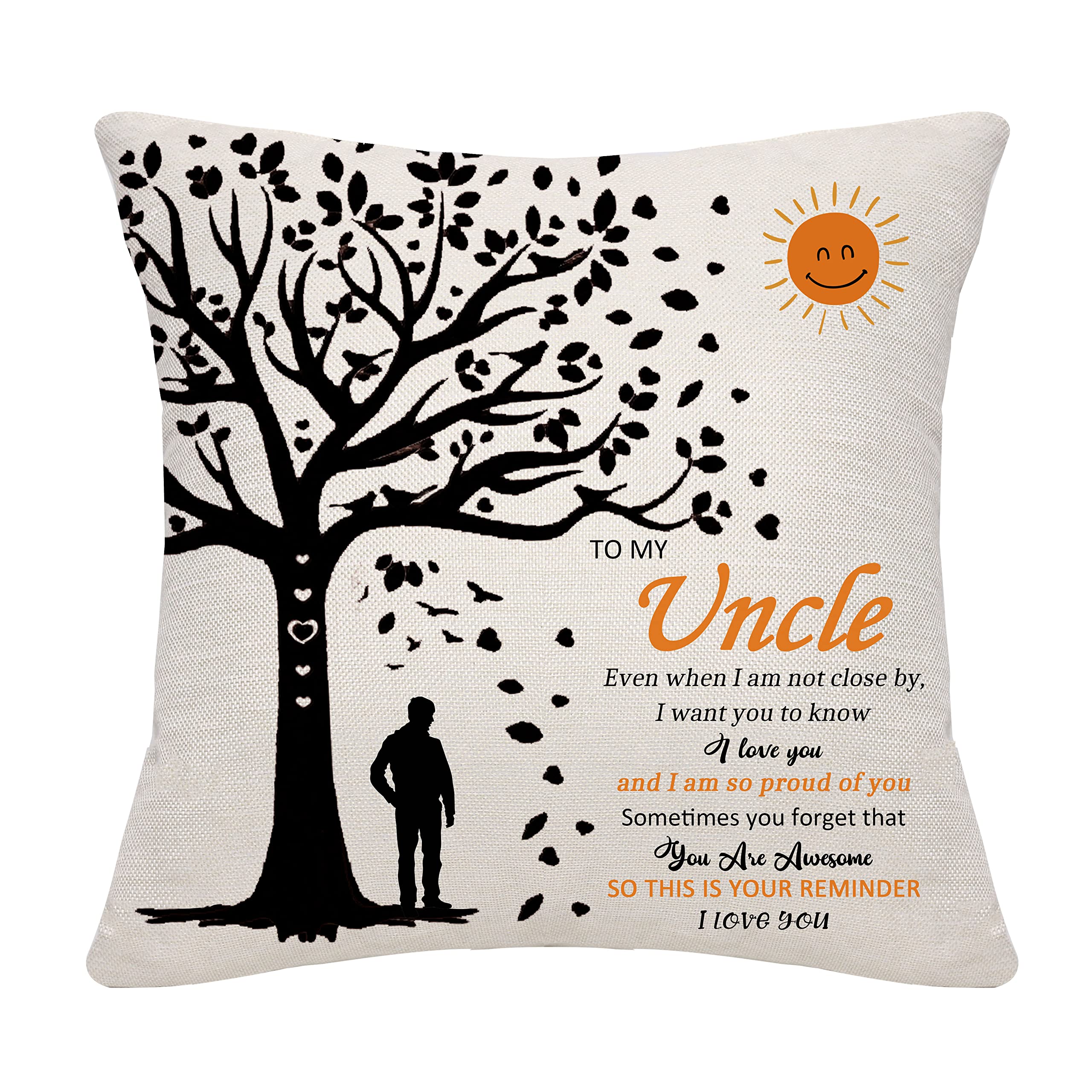 Funny Uncle Gifts from Niece & Nephew - Personalized Throw Pillow Cover for Birthday, Thanksgiving & Christmas - Perfect Home Decor Gift for Uncles with Humorous Quotes