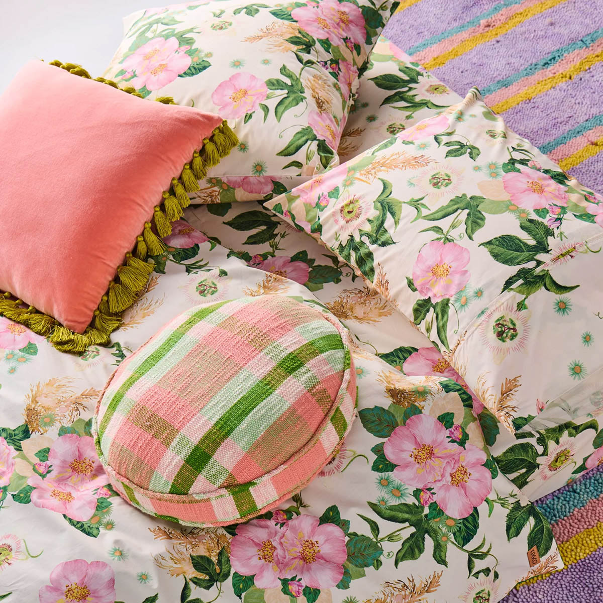 Luxury Citron Rose Velvet Tassel Throw Pillow Cover - Soft Decorative Cushion for Sofa, Bed, Living Room, Nursery & Home Decor
