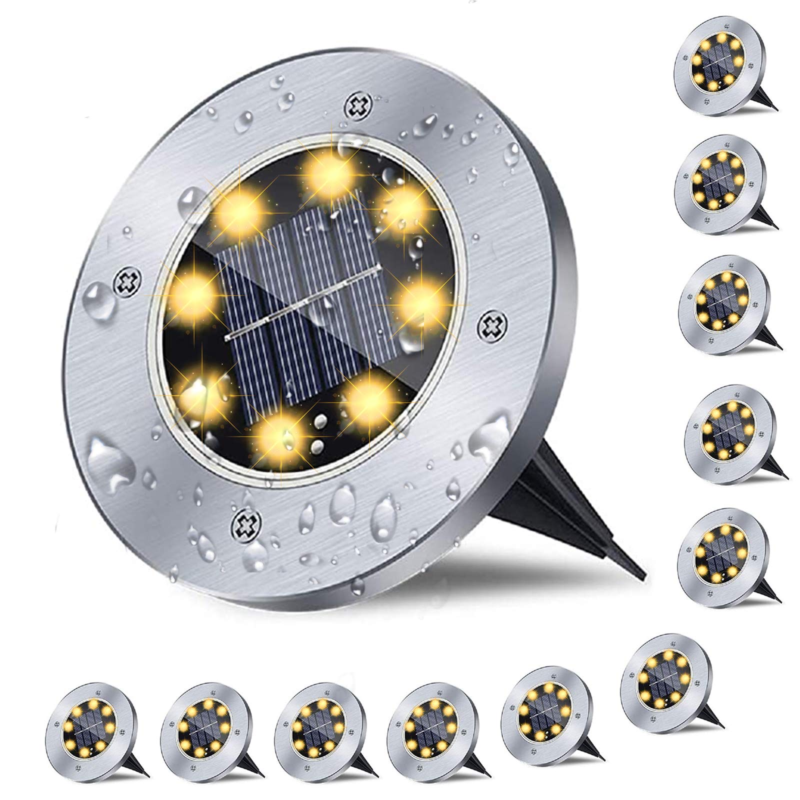 **Upgraded Solar Ground Lights - Waterproof Outdoor Garden Lights, 12 Pack Warm White LED Landscape Lighting for Pathway, Yard, Deck, Lawn, Patio & Walkway | Perfect for Garden Decor & Nighttime Safety**