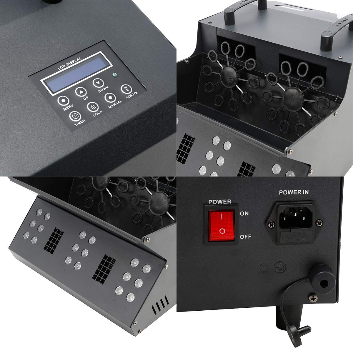 TC-Home 3-in-1 Stage Fog Bubble Machine with 18 RGB LED Lights & DMX Control - Professional Fogger Effect with Dual Bubble Fans for DJ Parties, Concerts, and Stage Performances