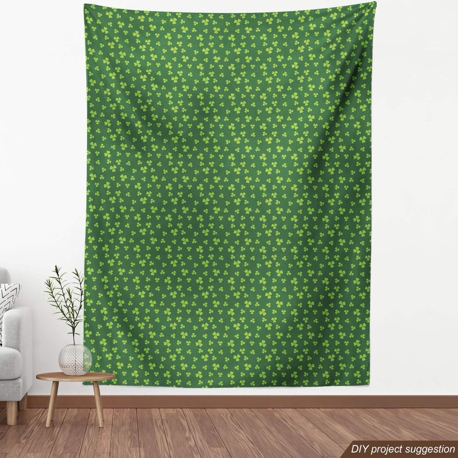 Ambesonne Floral Fabric by The Yard - Repeating Mini Shamrock Leaves Nature Pattern in Fern Green & Lime Green - 10 Yards Upholstery Fabric for Sofa, Curtains, Pillows & Home Decor | Perfect for Living Room, Bedroom & DIY Craft Projects