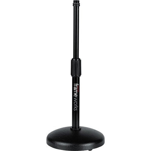 Gator Frameworks Desktop Microphone Stand with Round Weighted Base & Adjustable Height - Professional Studio Mic Boom Arm for Podcasting, Streaming, and Voice Recording