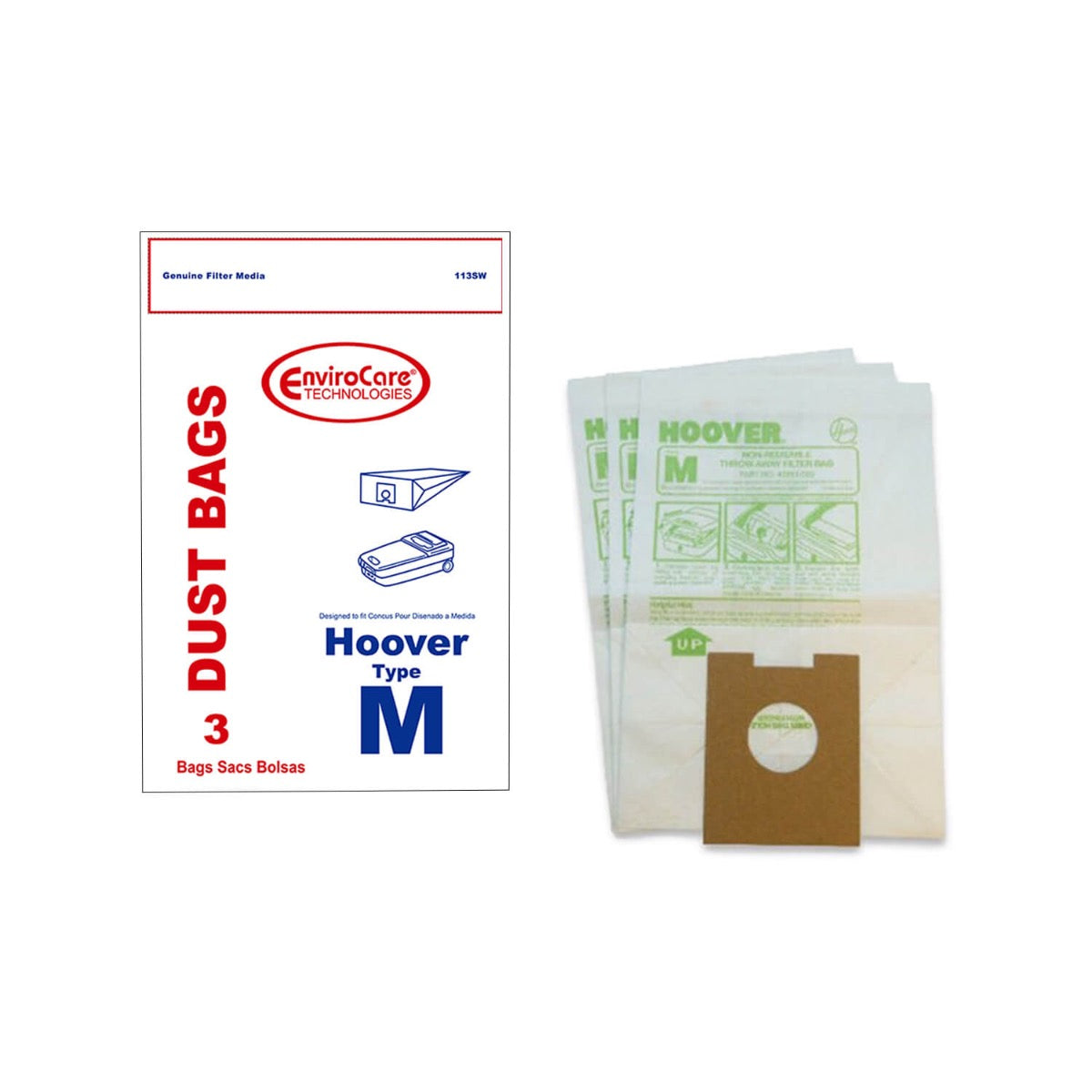 EnviroCare Hoover M Vacuum Bags (3-Pack) - Compatible with Hoover M Series Vacuums for Dust-Free Home Cleaning