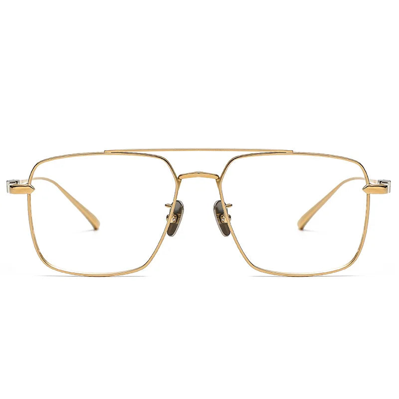 Aimee Unisex Full Rim Square Double Bridge Titanium Eyeglasses 5193 - Lightweight Durable Frame for Men & Women - Perfect for Reading, Work & Fashion Accessories