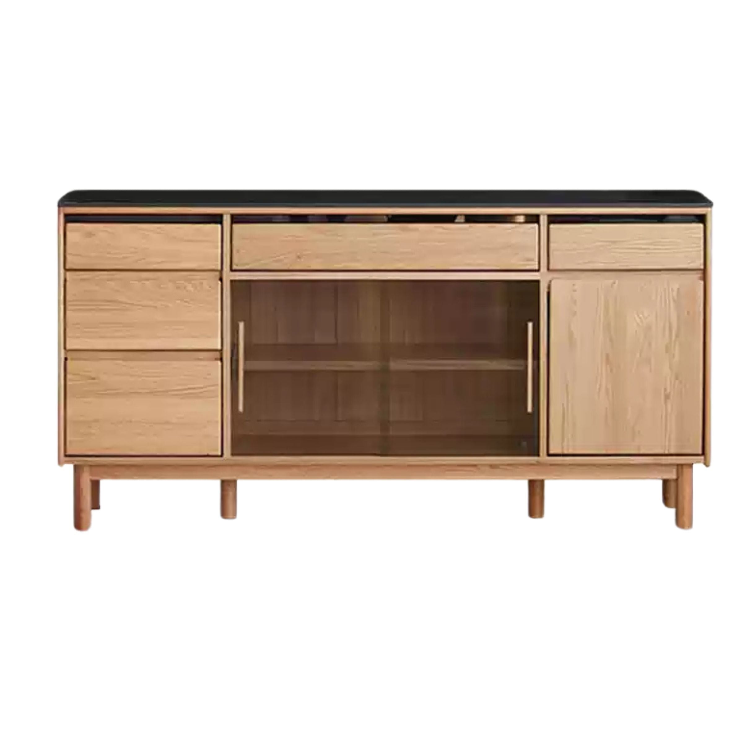 Solid Oak Wood Modern Rock Board Sideboard - Stylish and Durable Storage Cabinet for Living Room, Dining Room, or Entryway