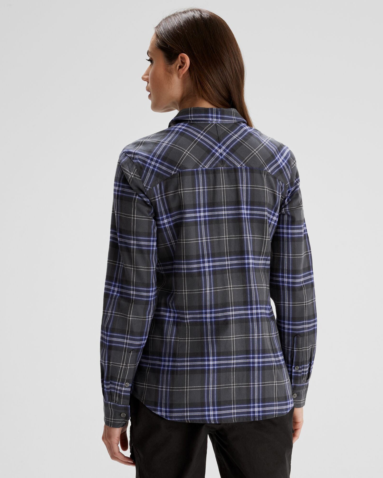 Women's Carrillon HF Long Sleeve Plaid Shirt - Dark Night Mountain Print - Perfect for Hiking, Camping & Outdoor Adventures