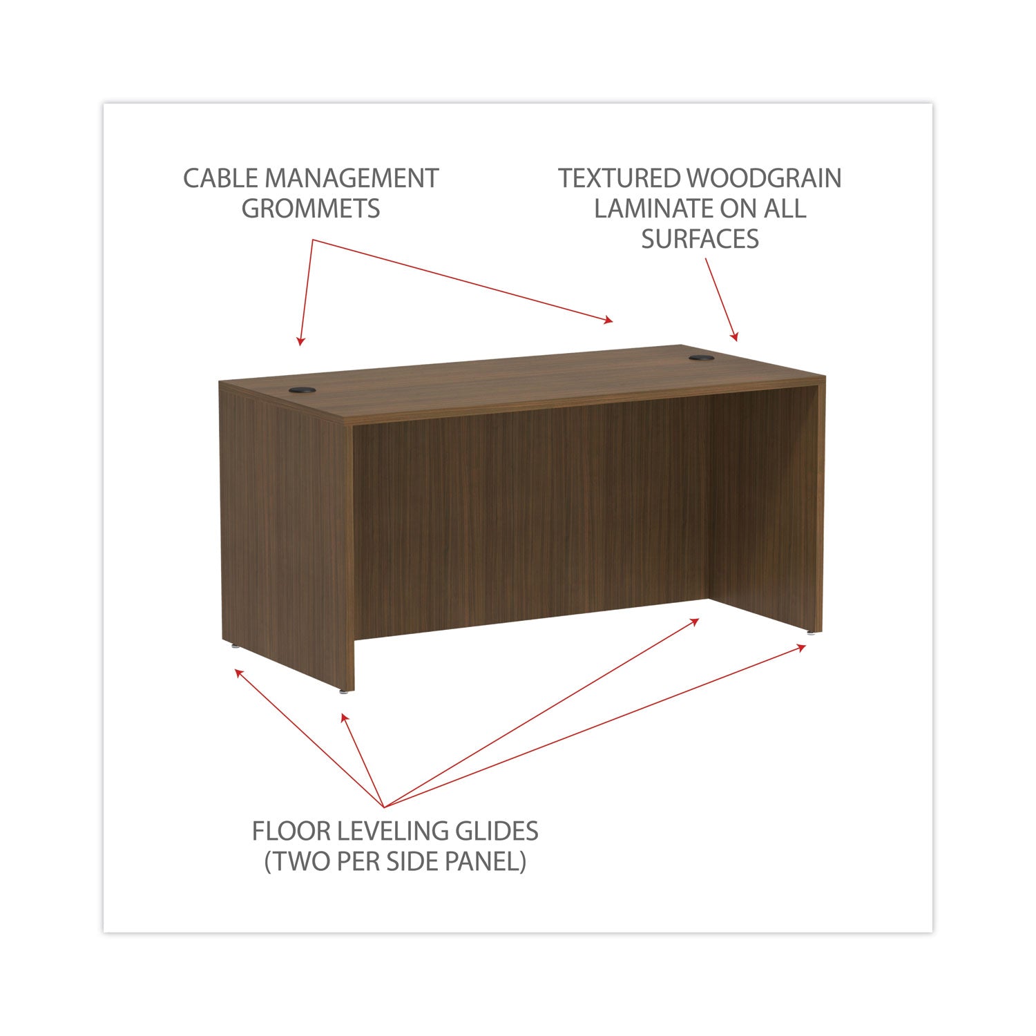 Alera Valencia Series Straight Front Desk Shell - 65