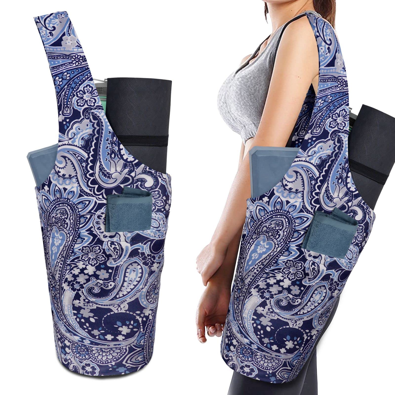 Premium Yoga Mat Bag with Large Side & Zipper Pockets - Fits All Yoga Mats & Accessories - Perfect Yoga Gift for Women & Yoga Enthusiasts - Ideal for Yoga Classes, Gym Workouts & Travel