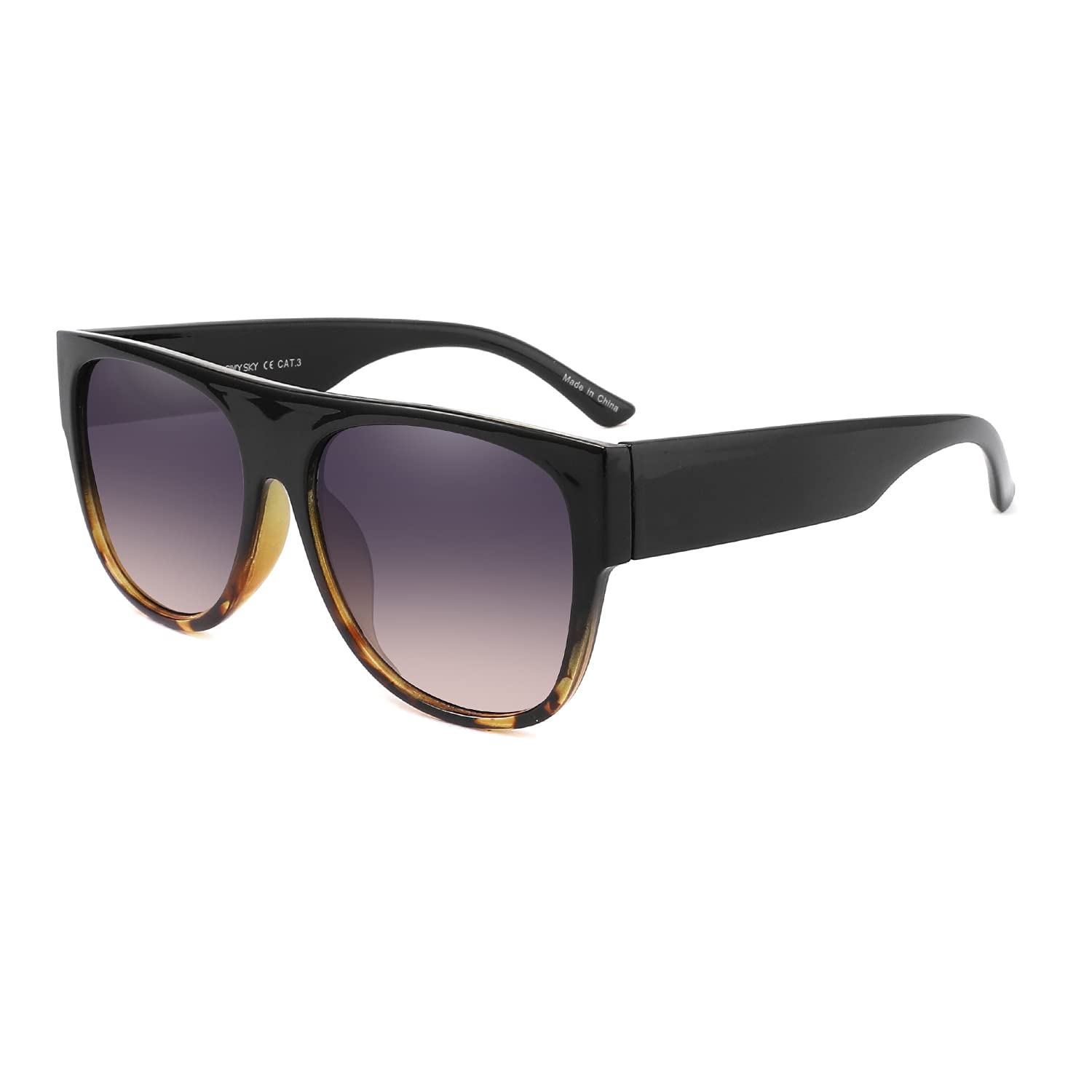 Ocerave Oversized Flat Top Sunglasses for Women - Vintage Big Black Square Shades with Wide Temple - HJ0012 | Fashion Accessories for Beach, Driving & Outdoor Activities