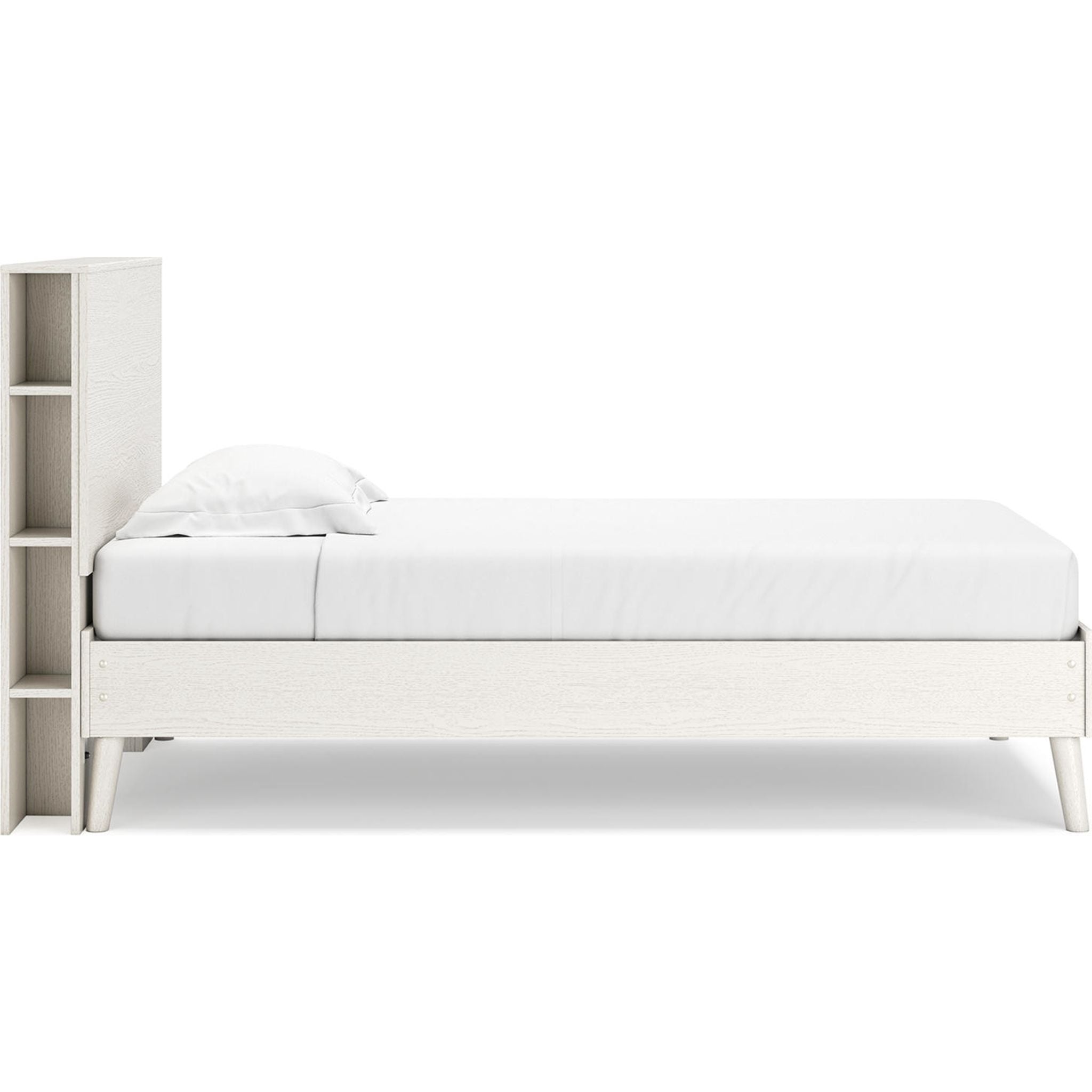 Aprilyn Twin Bookcase Bed in White - Space-Saving Kids Bedroom Furniture for Small Rooms & Dorm Decor