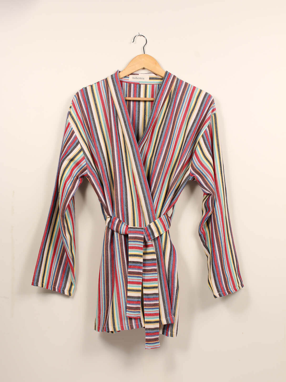 Handwoven Cotton Jacket for Women - Rainbow Striped Lightweight Cardigan | Boho Chic Outerwear for Spring & Fall | Perfect for Casual Outings, Beach Cover-ups and Festival Fashion