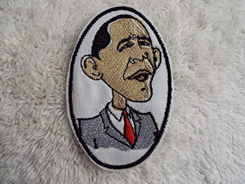 Obama Caricature Embroidery Iron-on Patch - Funny Political Novelty Sew-on Badge for Jackets, Bags & Hats - Great for Costumes, DIY Crafts & Political Satire