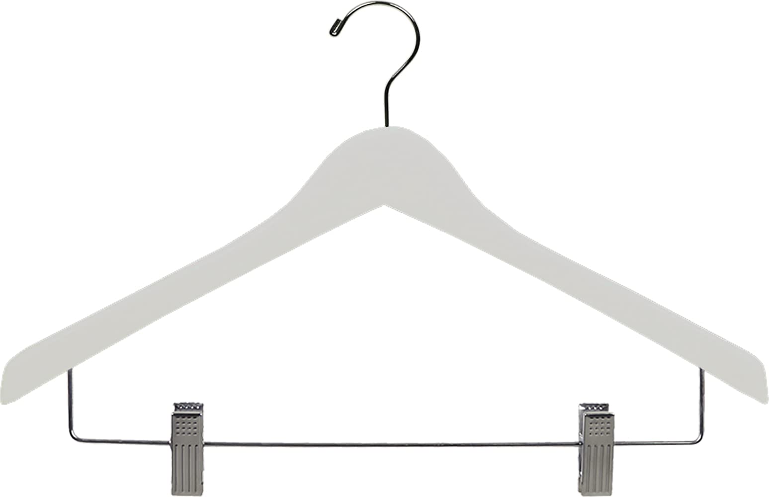 Premium Wooden Skirt Hangers 25 Pack - Solid Wood Curved Pant Hangers with Adjustable Clips, White Finish - Perfect for Closet Organization & Garment Storage