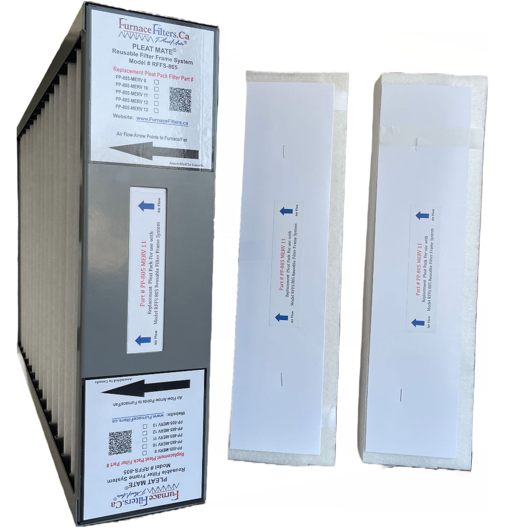 16x25x4 3/8 Reusable HVAC Air Filter Frame System Kit - Replacement for Honeywell 16x25x4 3/8 & 3M 16x25x5 Filters - Includes Lifetime Frame (Model RFFS 805) & 3 MERV 11 Replacement Filters (Part PP 805) - Perfect for Home AC, Furnace & Air Purifier Systems