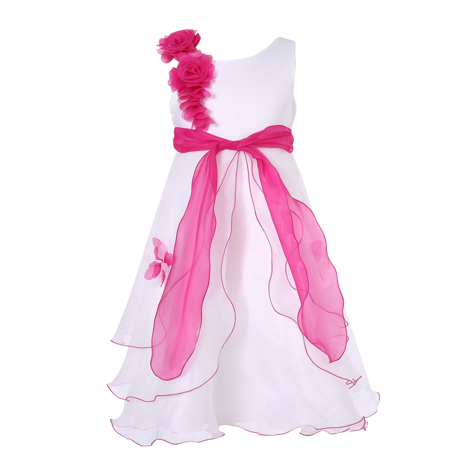 Richie House Girls' Floral Embroidered Party Dress with Lace Details - Elegant Formal Gown for Weddings, Birthday Parties & Special Occasions (Size 3-10Y, Style RH0681)