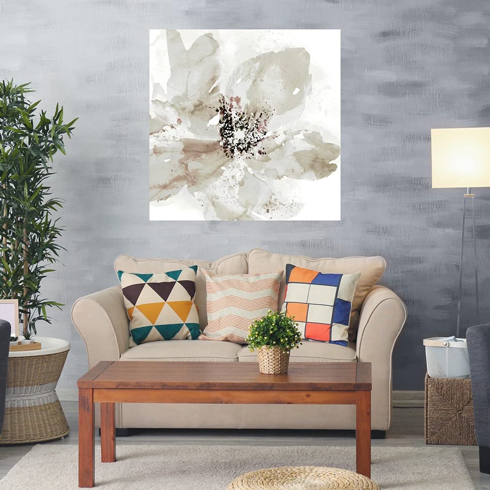 Botanical Wall Art Canvas - 22x22 Inch Neutral Plant Decor for Bathroom & Bedroom | Handmade Floral Artwork by Tania Bello | Perfect for Home, Office & Spa Decor