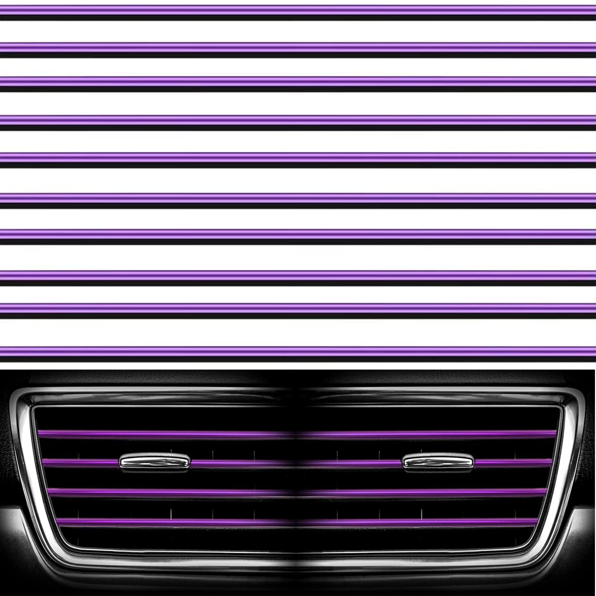 Premium 10-Piece Car Vent Decoration Strips - AC Vent Outlet Trim Kit with Purple Decorative Filler Inserts for Interior Moulding & Customization | Perfect for Car Accessories, Interior Upgrades & Personalization