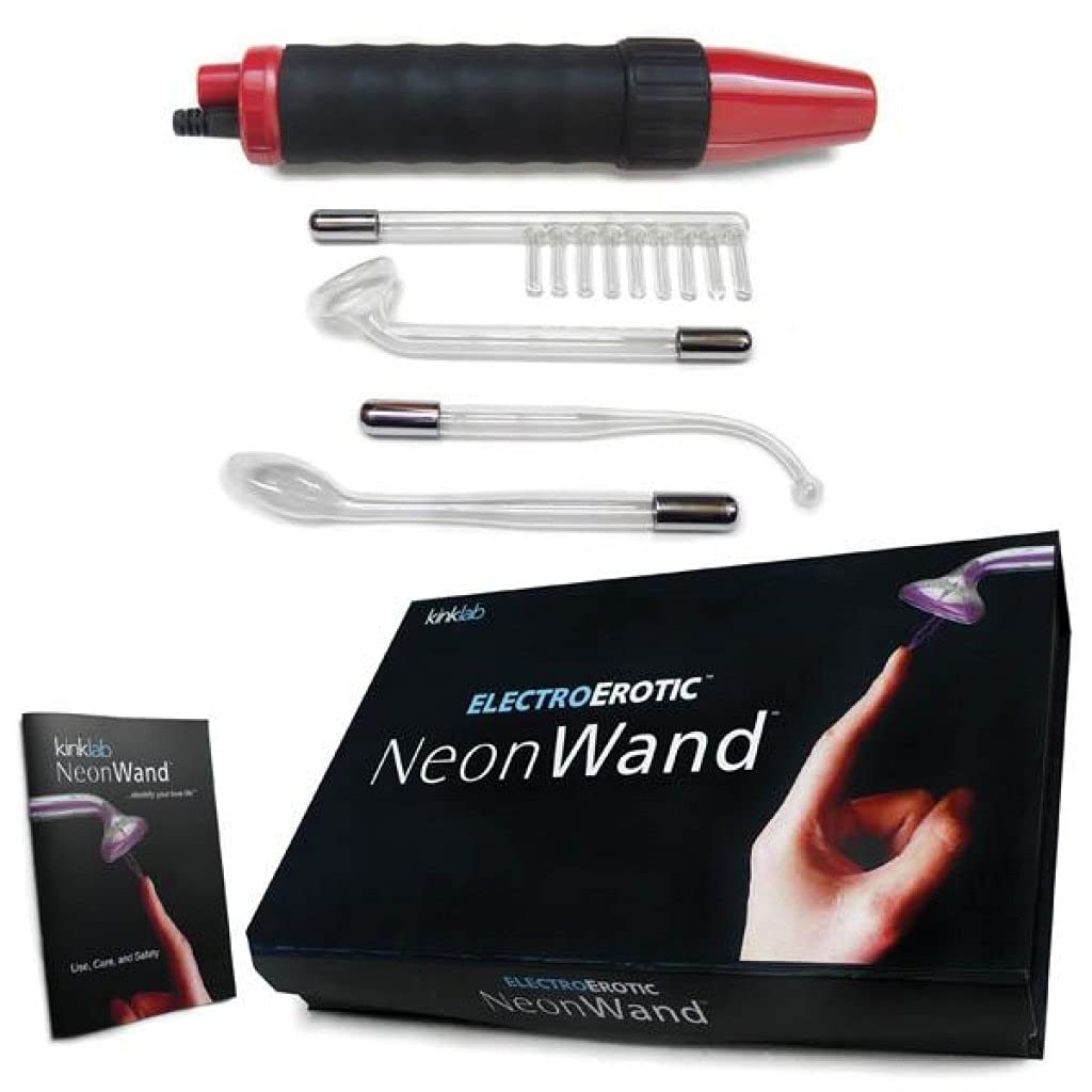 Glow in the Dark Neon Wand with Red Handle & Purple Attachments - US Plug for Party Decor, Rave Accessories & Nightclub Lighting