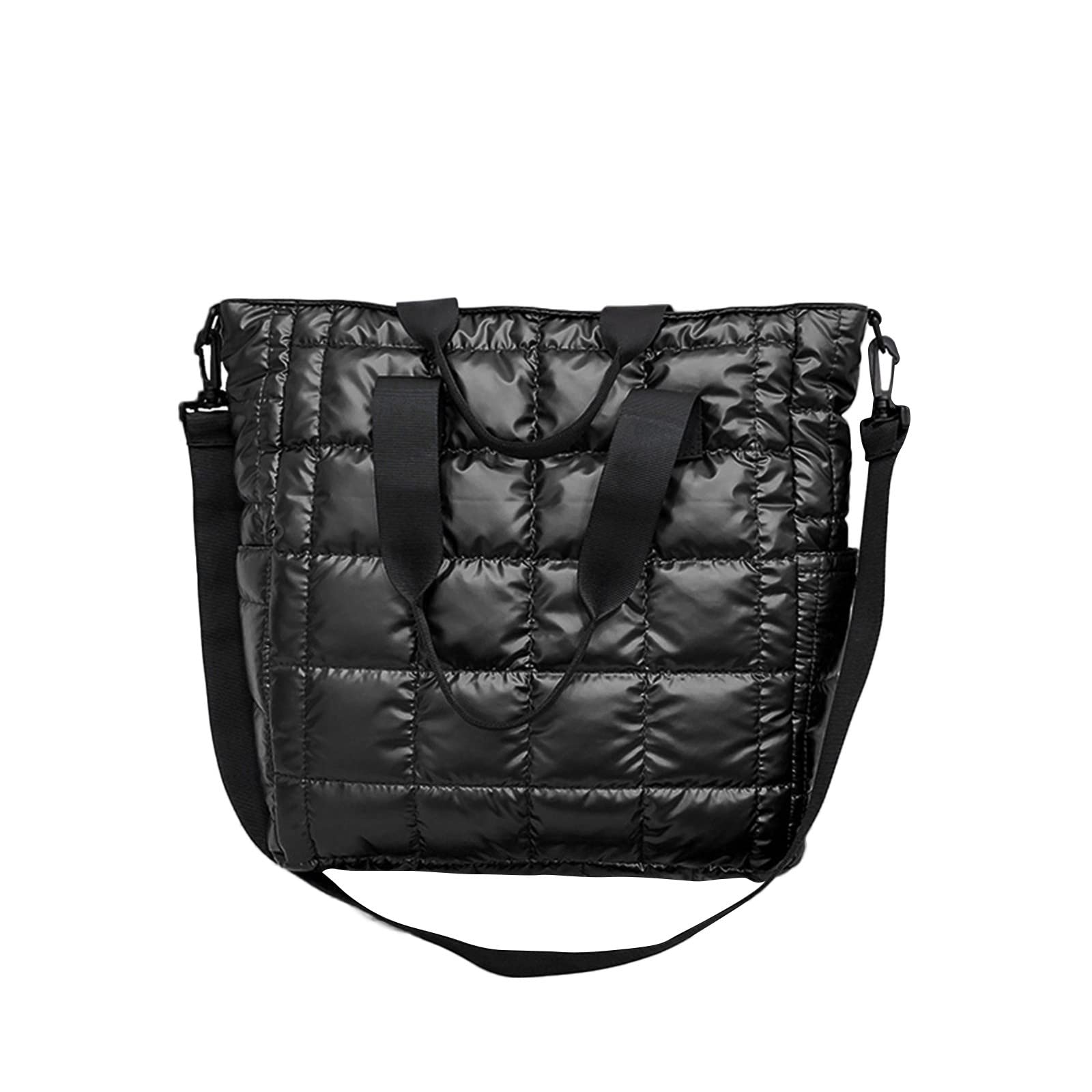 Stylish Women's Quilted Shoulder Bag - Large Capacity Solid Color & Plaid Zipper Handbag for Daily Use, Work, and Travel