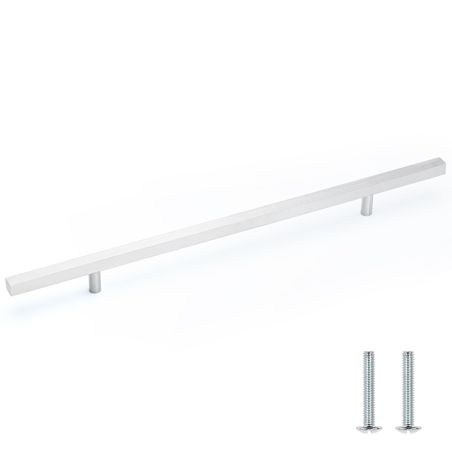 10 Pack Stainless Steel Square Pull Bar Handles for Drawer & Kitchen Cabinets - 14 Inch Pandora Style Cabinet Hardware - Perfect for Modern Home, Office & RV Furniture Upgrades