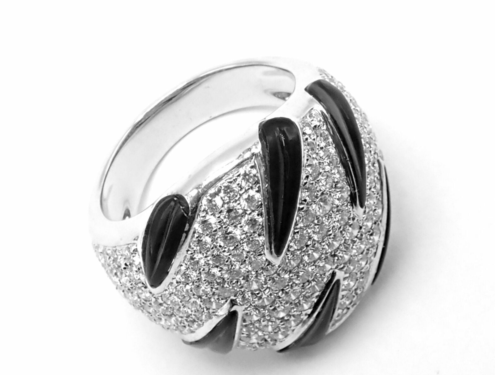 Authentic Cartier Panther Panthere Claw 18k White Gold Diamond Onyx Ring - Size 53 - Luxury Jewelry for Women, Perfect for Weddings, Anniversaries & Special Occasions