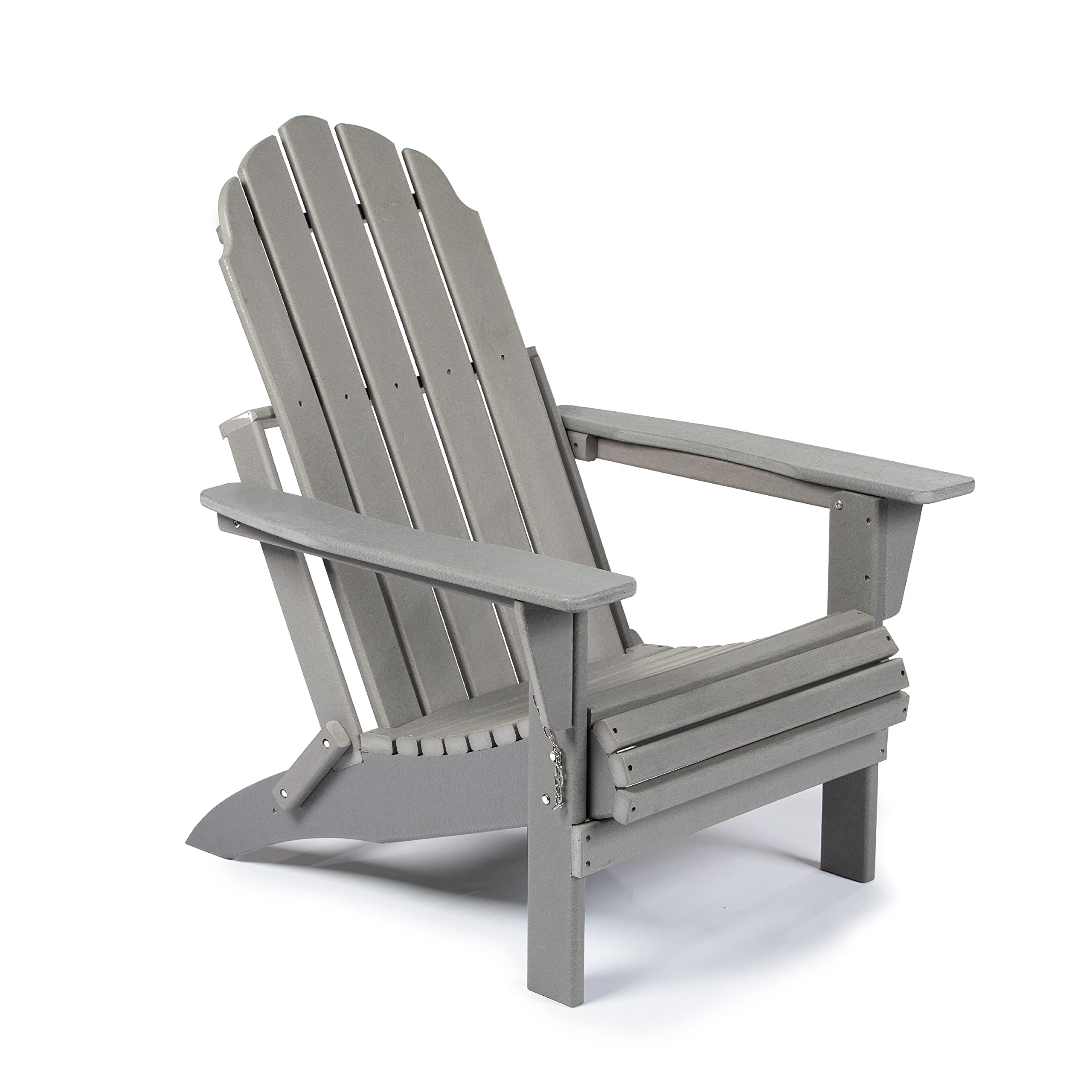 TITAN GREAT OUTDOORS Everwood Hilltop Platinum Grey Curve Back Poly Adirondack Folding Chair - Outdoor Patio Furniture for Deck, Poolside, Garden & Camping