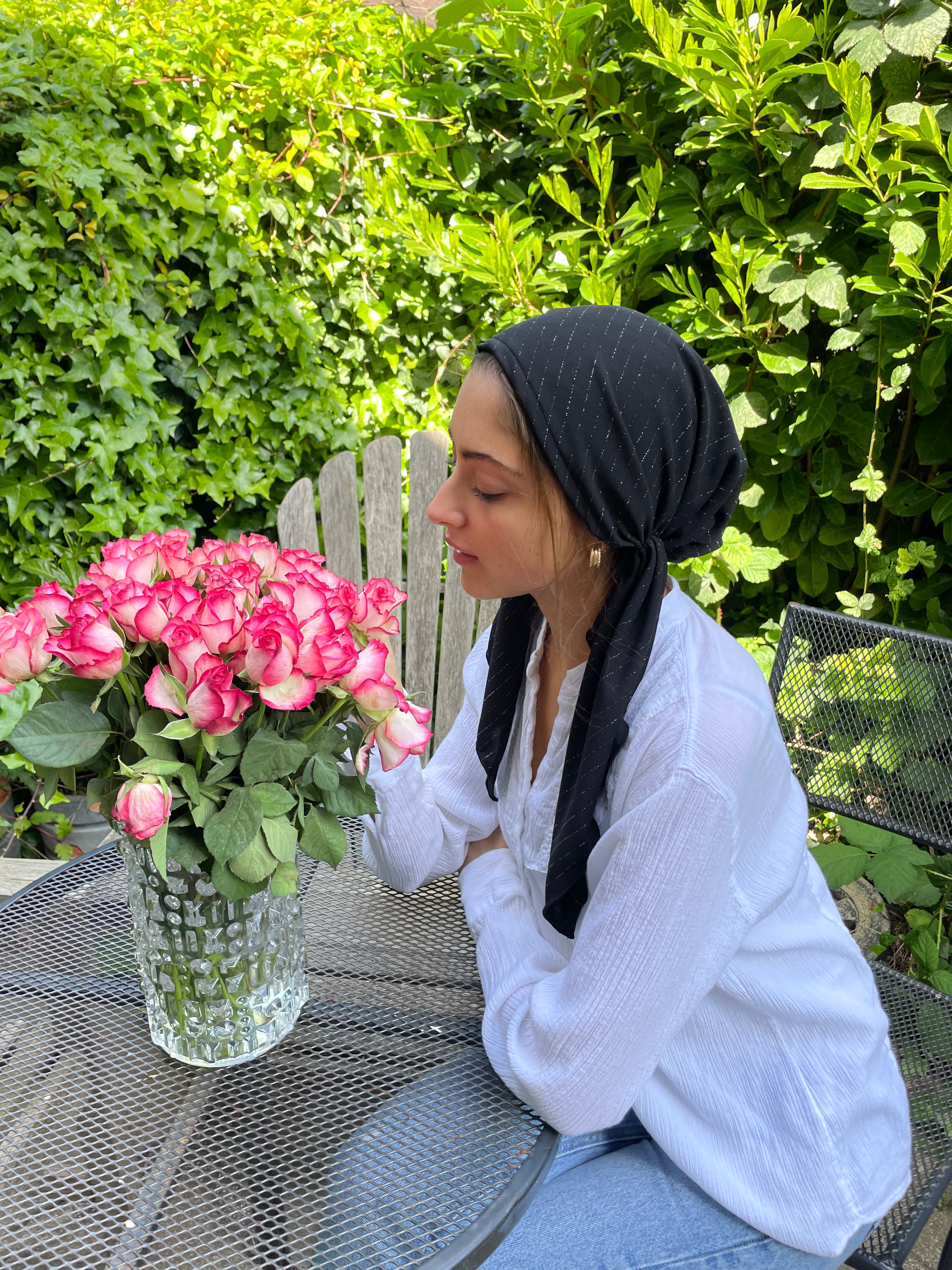 Premium Black & Silver Pre-Tied Bandana Scarf | Made in USA | Perfect for Motorcycle Riders, Western Fashion & Patriotic Events