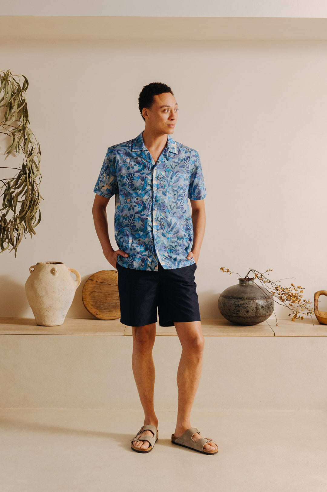 Blue Una Landscape Cuban Shirt - Premium Liberty Fabrics | Stylish Summer Casual Wear for Men & Women