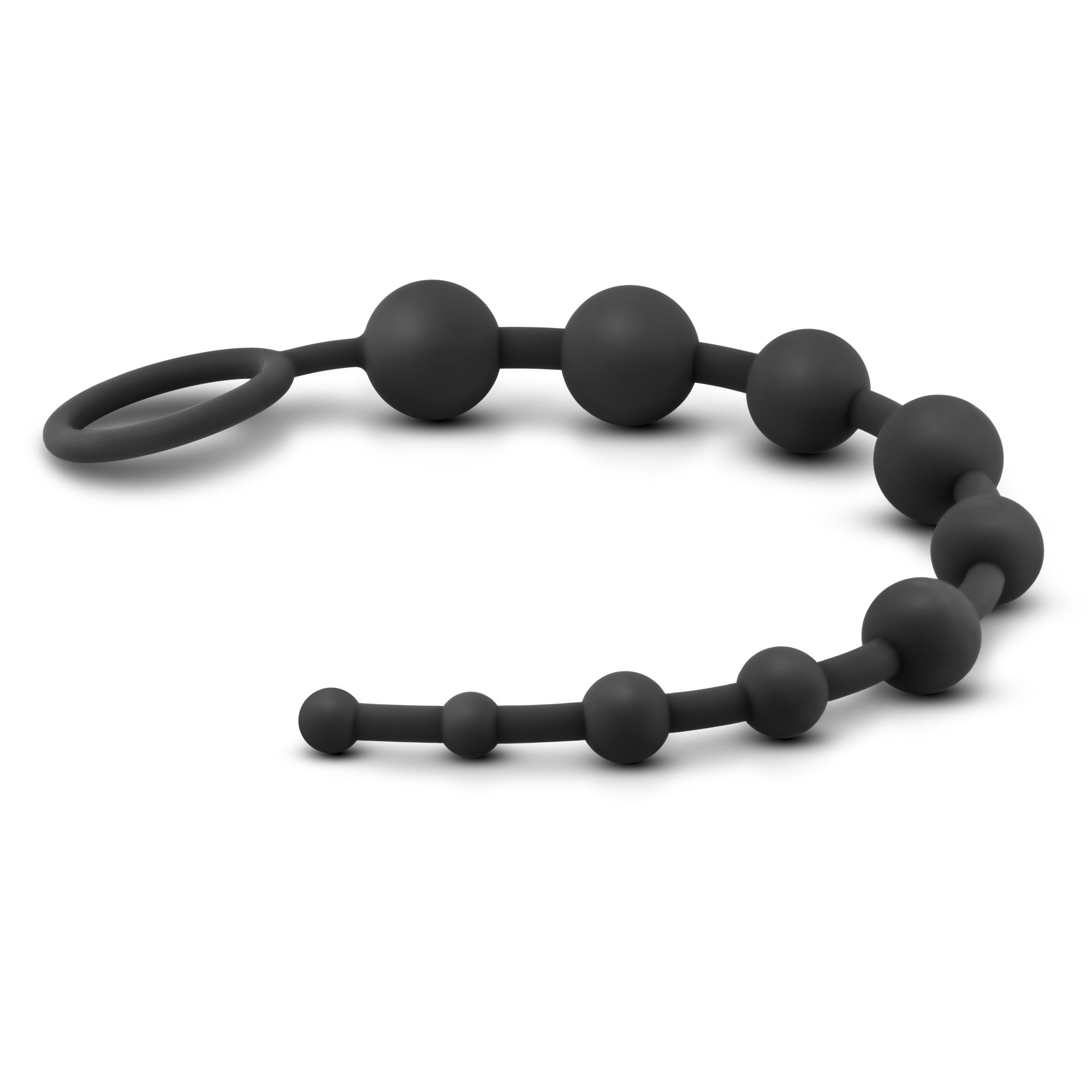 Blush Novelties Anal Beads for Women & Men - UltraSilk Silicone 10 Graduated Beads - 12.5 Inch Anal Training Toy for Beginners & Couples - Smooth Satin Finish - Black | Perfect for Solo Play & Partnered Adventures