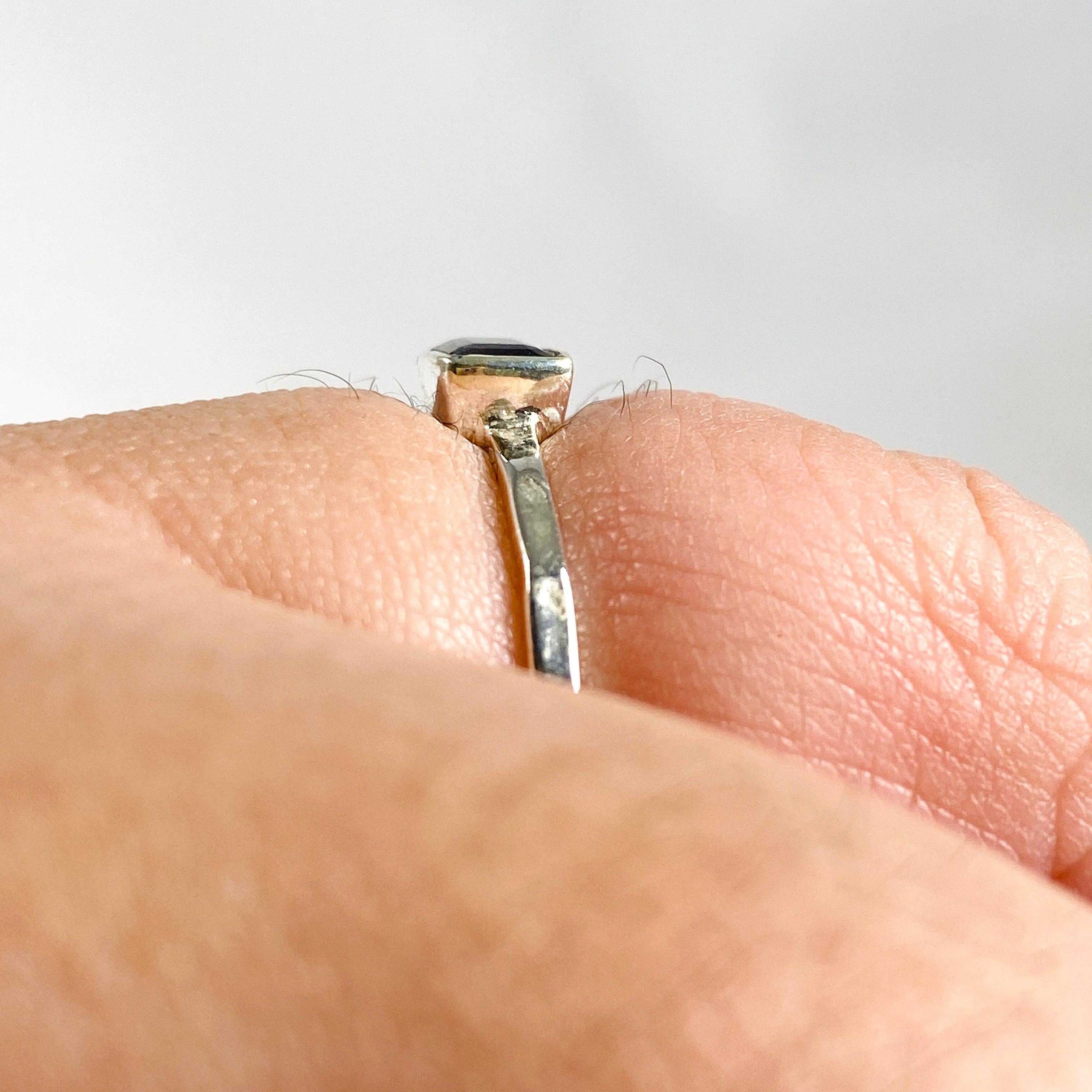 Iolite Rectangular Faceted Fine Band Ring R3793 IOL - Elegant Gemstone Jewelry for Women, Perfect for Weddings, Anniversaries & Special Occasions
