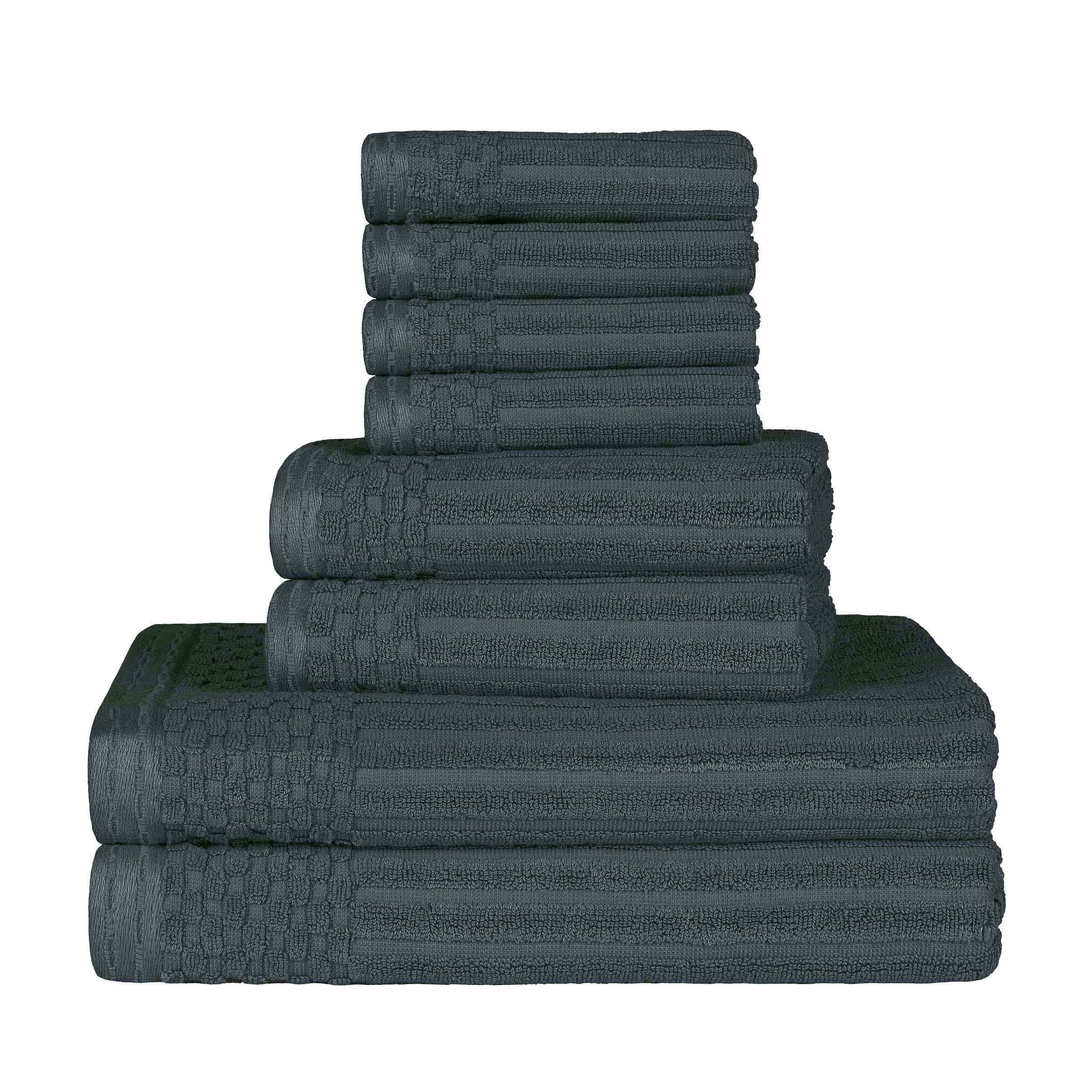 Premium 8-Piece Cotton Ribbed Towel Set - Soft, Absorbent & Medium Weight Bath Towels for Spa, Gym & Luxury Home Use