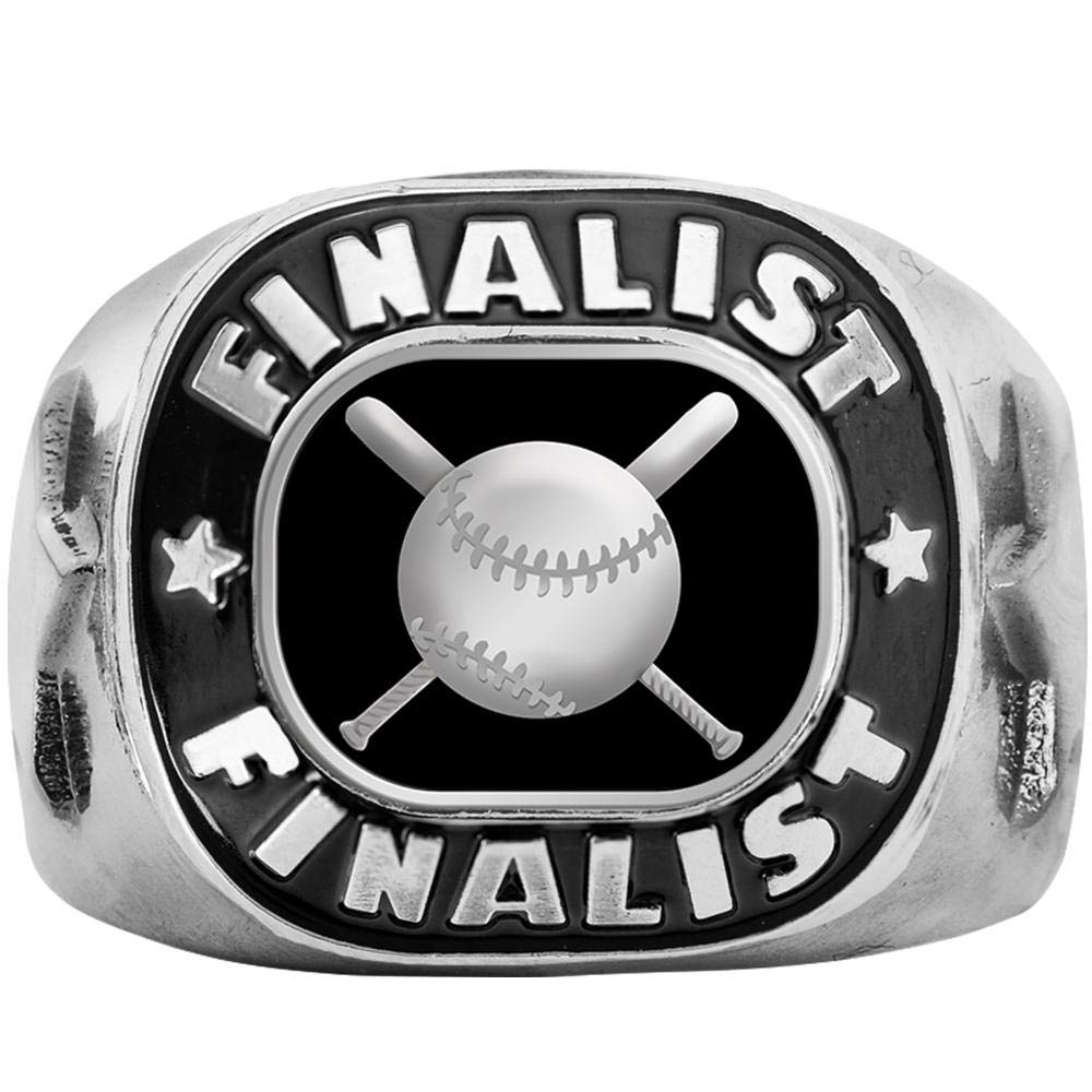Crown Awards Baseball Finalist Ring - Silver Championship Ring for Players & Fans - Custom Sizes Available - Perfect for Trophies, Gifts & Memorabilia