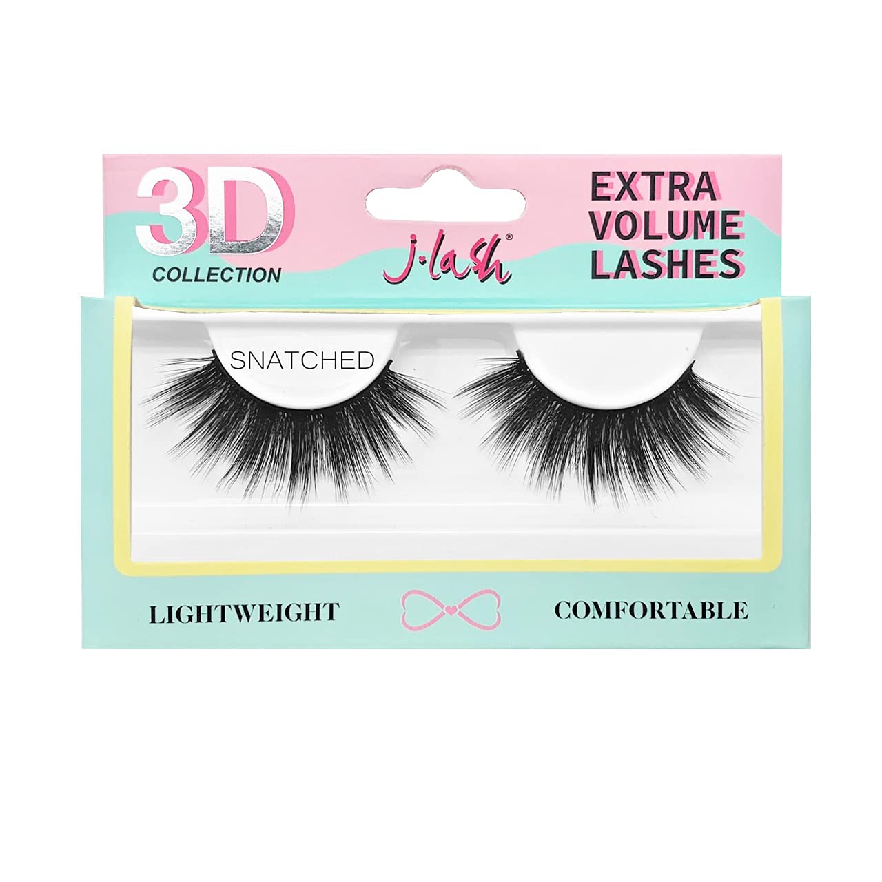 J-Lash 3D Collection Extra Volume Lashes (Snatched) - Natural Looking False Eyelashes for Dramatic Eye Makeup - Perfect for Parties, Weddings & Special Occasions