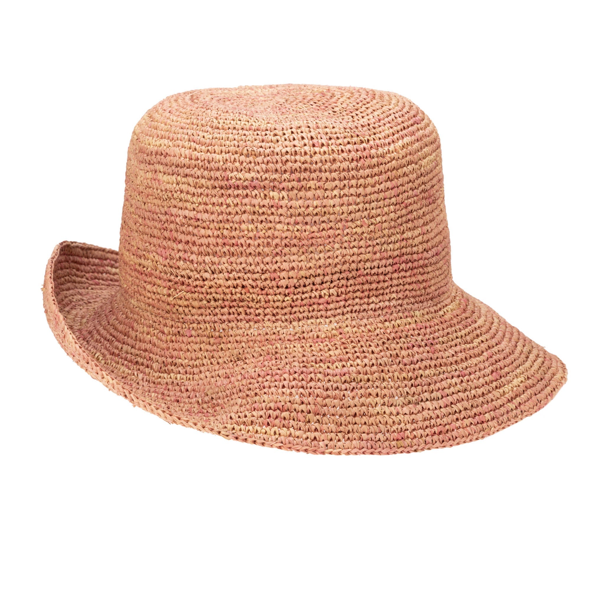 Women's Crochet Raffia Bucket Hat - Summer Beach Sun Hat for Women - Boho Straw Hat for Outdoor, Travel, and Vacation